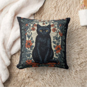 シッティングブラックキャットヴィンテージフローラ クッション (ブランケット)