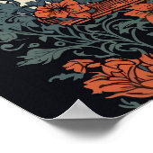 シッティングブラックキャットヴィンテージフローラ ポスター (角)