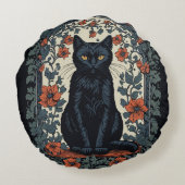 シッティングブラックキャットヴィンテージフローラ ラウンドクッション (裏面)