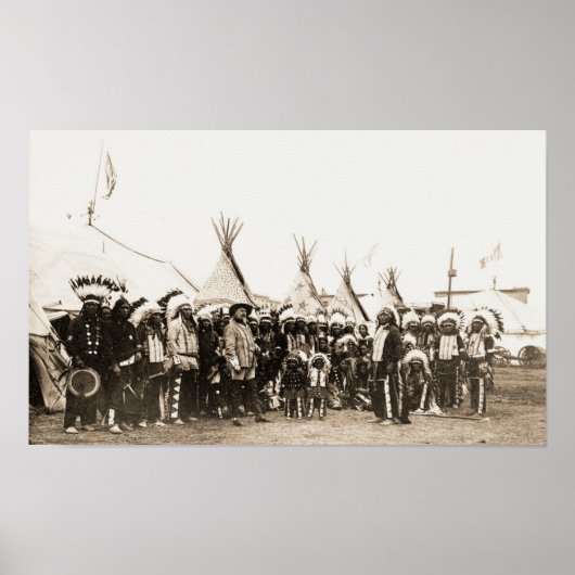 シッティングブル&バッファロービルグループ写真 ポスター (正面)