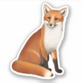 シッティングレッドキツネビニールステッカー シール (正面)