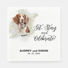 シットステイ&ブ祝リタニースパニエル犬結婚ズ スタンダードランチョンナプキン