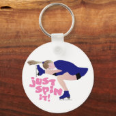 シットスピンアイススケートで滑るキーチェーン キーホルダー (正面)