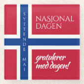 シットンデ・マイ5月17日ノルウェー国旗 ガラスコースター (正面)