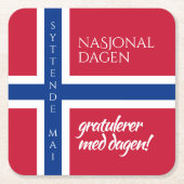 シットンデ・マイ5月17日ノルウェー国旗 スクエアペーパーコースター (正面)