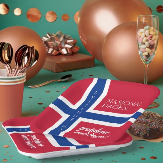 シットンデ・マイ5月17日ノルウェー国旗 ペーパープレート (複数)
