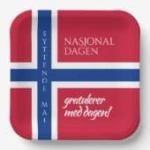 シットンデ・マイ5月17日ノルウェー国旗 ペーパープレート (正面)