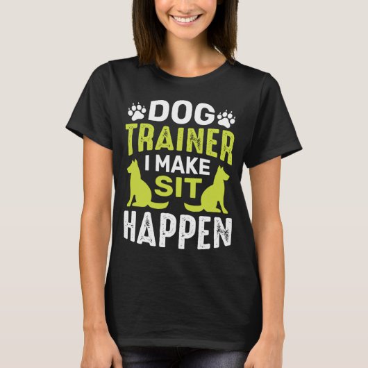 「シット」犬のコマンド しつけ面白いデザイン Tシャツ (正面)