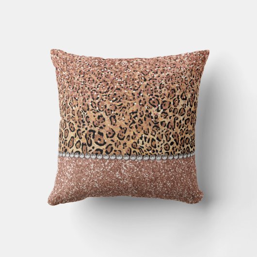 シッパーソナライズされたクガーリーバラ金ゴールドグリッターレオパード クッション (裏面)