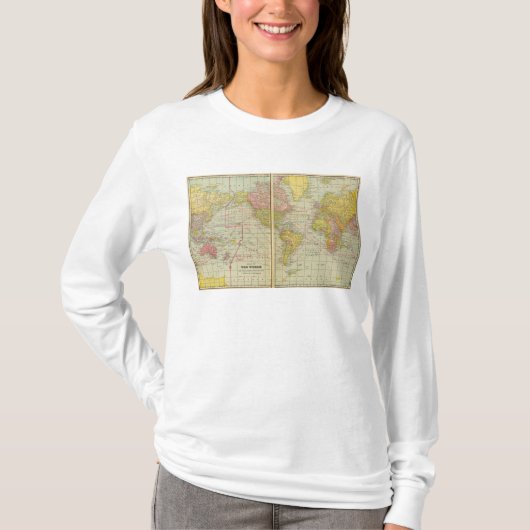 シッピングレーンが付いている世界地図 Tシャツ (正面)