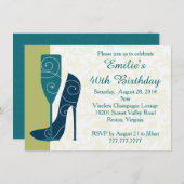 シップインスタイルワインシャンパン誕生日招待状 招待状 (正面/裏面)