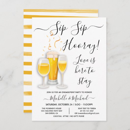 シップシップフーレイ カクテル パーティー 婚約パーティー 招待状 (正面/裏面)