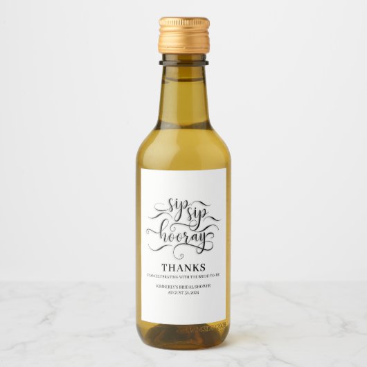 シップシップフーレー ウェディングまたはブライズシャワー ワインラベル (正面)