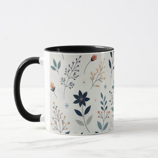 シップ・イン・ブルーム：葉の花のコーヒーマグ マグカップ (左)