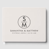 シッミニマルク結婚のモノグラム新郎新婦 ゲストブック (正面)