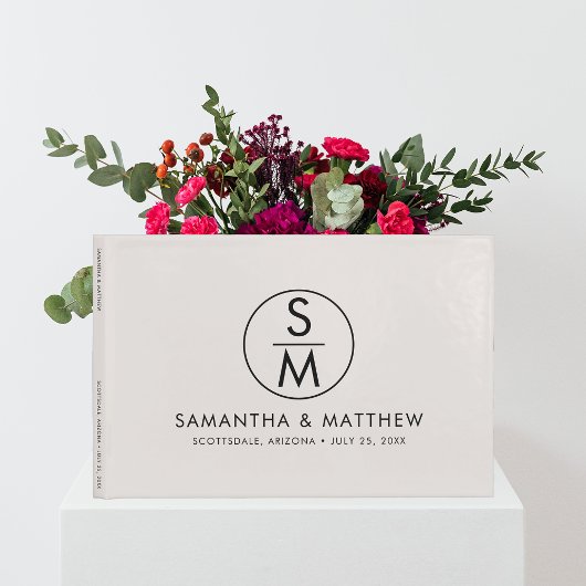 シッミニマルク結婚のモノグラム新郎新婦 ゲストブック