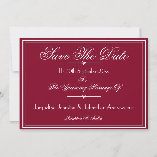 シッモダンクなスクリプト名エレガント日付の保存 案内状 (正面)