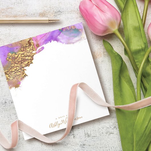 シッモダンクな水色の金ゴールドピンクパープル(ばちゃばちゃ)跳ねる ノートパッド