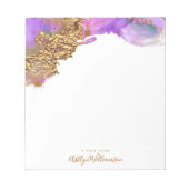 シッモダンクな水色の金ゴールドピンクパープル(ばちゃばちゃ)跳ねる ノートパッド (正面)