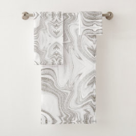 シッモダンクな濃灰色白大理石の石模様 バスタオルセット