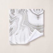 シッモダンクな濃灰色白大理石の石模様 バスタオルセット (ウォッシュタオル)