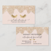 シッモダンクな金ゴールドグリッタードリップ赤面ピンクまつげ 名刺 (正面/裏面)