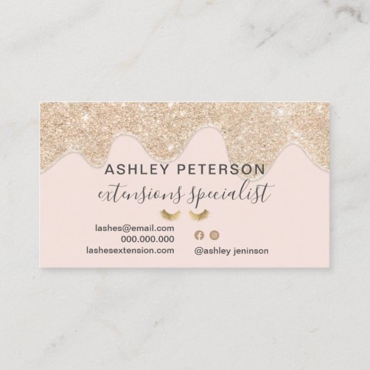 シッモダンクな金ゴールドグリッタードリップ赤面ピンクまつげ 名刺 (裏面)