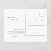 シッモダンクな黒いスクリプト日付を保存 インビテーションポストカード (裏面)