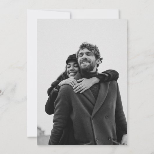 シッモダンクの結婚白黒オールインワン写真 招待状 (裏面)