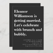 シッモダンクはっきりしたブラックタイポグラフィブライダルブランチ 招待状 (正面/裏面)