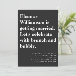 シッモダンクはっきりしたブラックタイポグラフィブライダルブランチ 招待状