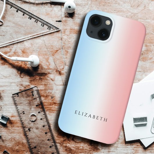 シッモダンクガーリー・ブルー・ピンク・ホワイトのシンプルグラデーション Case-Mate iPhoneケース