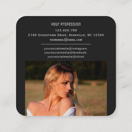 シッモダンクスキャン可能なバーコードQRコード写真 スクエア名刺 (裏面)