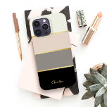 シッモダンクストライプな文字パターン Case-Mate iPhone 14 PRO MAXケース<br><div class="desc">ブラック、グレー、赤面ピンクとクリーミーなエグモダンシェル白のシックなストライプを搭載したファッショナブルなケースであなたの電話をカバー。薄いフェイク金ゴールド線はデザイナスタイルの色を分ける。名前、モノグラム、または他の希望の文字でパーソナライズ。また、任意の文字なしでケースを好むもしサンプル名を削除することができる。</div>