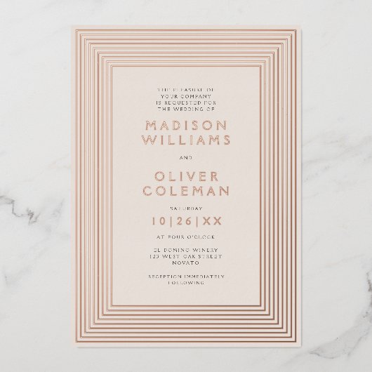 シッモダンクストライプのフレ結婚ーム実在s 箔招待状 (正面)