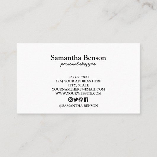 シッモダンクファッションスタイリストの個人購入者 名刺 (裏面)