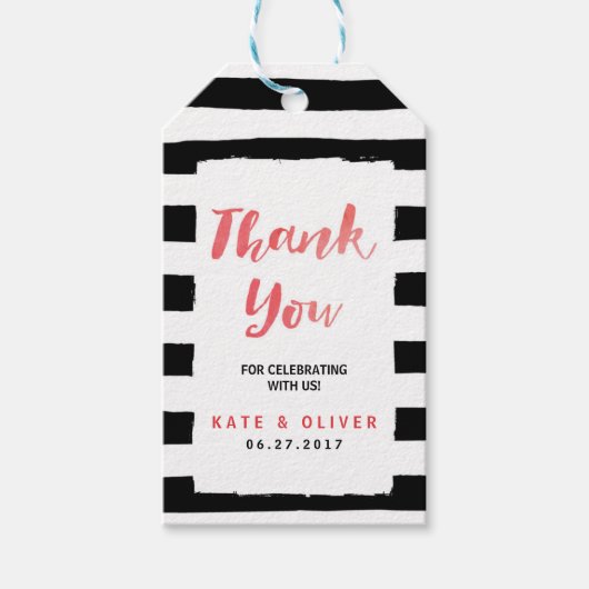 シッモダンクブラック&ホワイトストライプズありがとう ギフトタグ (正面)