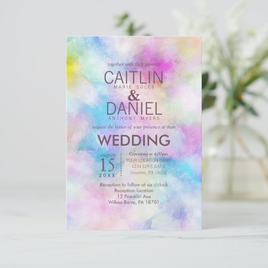 シッモダンク水彩結婚式招待状 招待状 (スタンド正面)