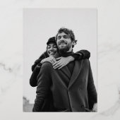 シッモダンク結婚のオールインワン写真ホワイト金ゴールド 箔招待状 (裏面)