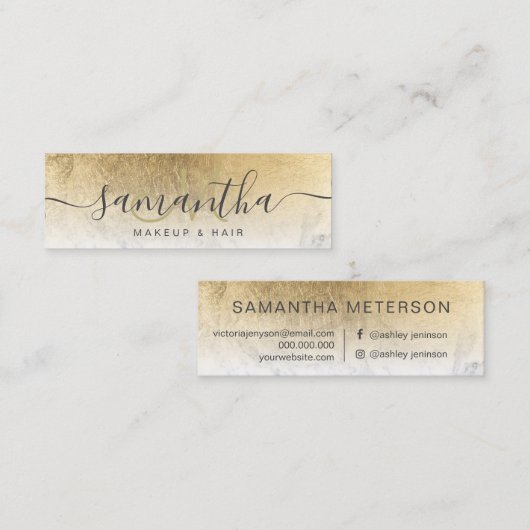 シッモダンク金ゴールドフォイグラデーションル大理石化粧 スキニー名刺 (正面/裏面)
