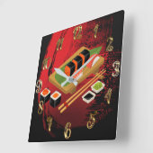 シッモダンク·ブエレガントラック&レッド·スシ スクエア壁時計 (傾斜)