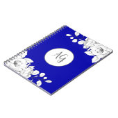 シッモノグラムのクモダン王室のブルー白フローラ ノートブック (左側)