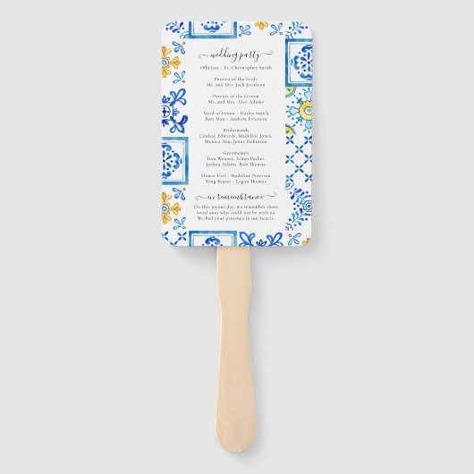 シッ地中海のツ結婚の式プログラム ハンドファン (裏面)