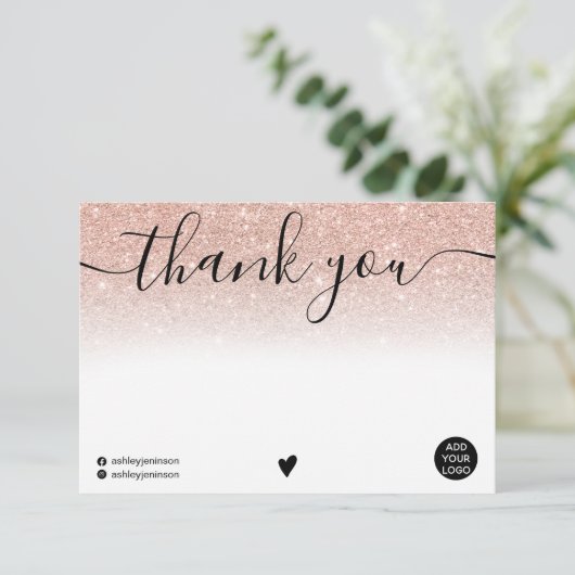 シッ空白のク感謝していユーバラ金ゴールドグリッターグラデーションロゴ サンキューカード (スタンド正面)