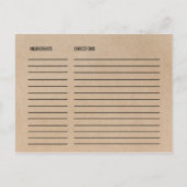 シッ素朴クフェイククラフトブライダルシャワーレシピカード ポストカード (裏面)