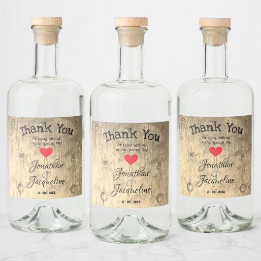 シッ素朴ク結婚の感謝の名パーソナライズされた前 リキュールボトルラベル (ボトル)