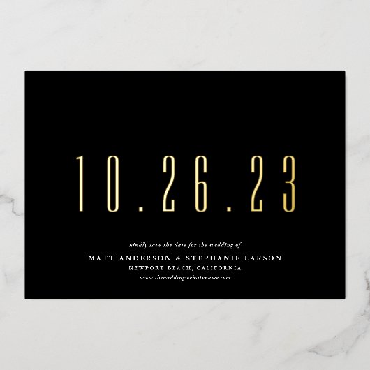 シッ結婚クの日付箔カー実在ドを保存する 箔シーズンカード (正面)