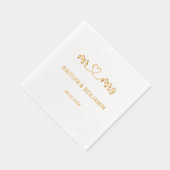 シッ結婚ク氏・ミセス実在金ゴールド 箔ナプキン (右)