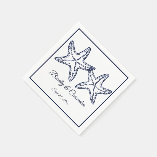 シッ航海のクのネイビー結婚ブルーヒトデのおもしろい事実 スタンダードカクテルナプキン (角)