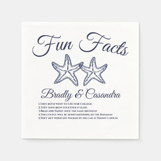 シッ航海のクのネイビー結婚ブルーヒトデのおもしろい事実 スタンダードカクテルナプキン (正面)